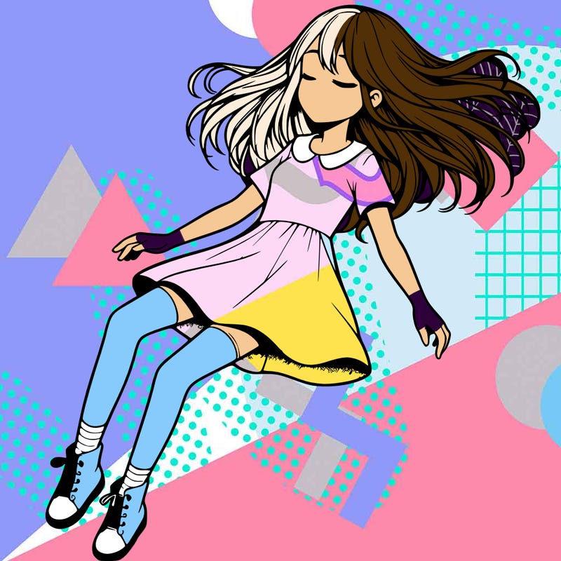 realistic girl floating