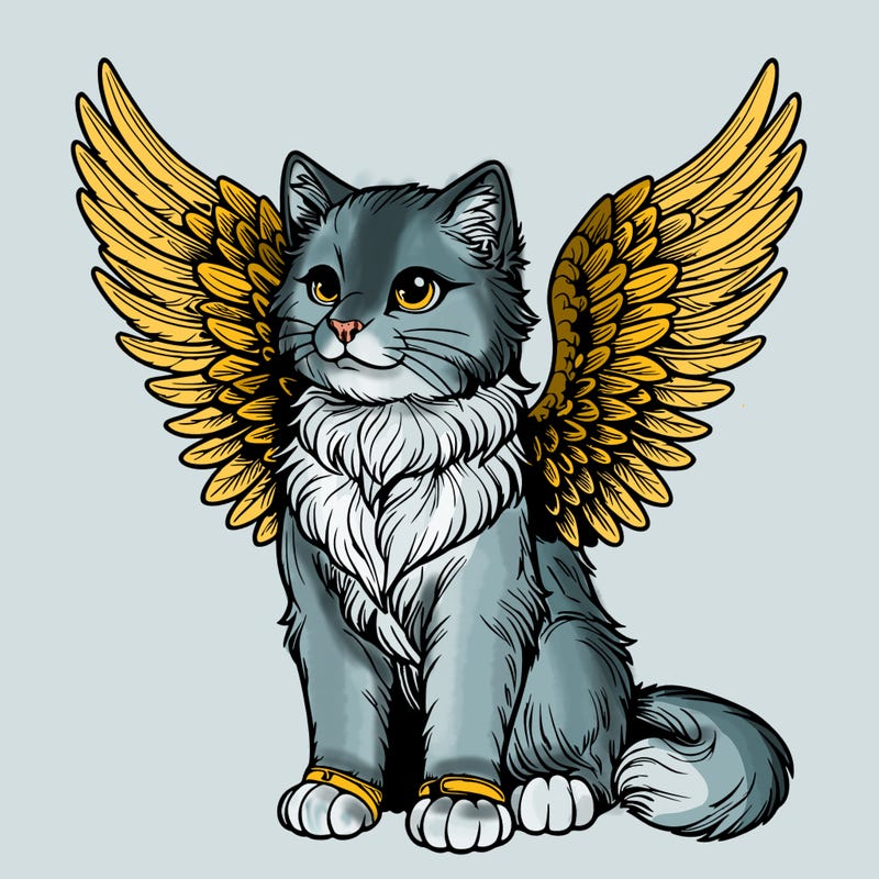realistic cat with bird wings