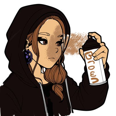 a realistic girl, spray painting