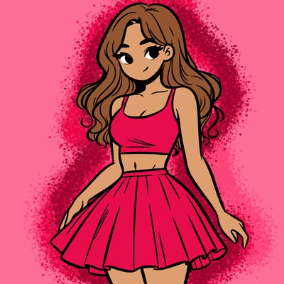 woman in a skirt and crop top