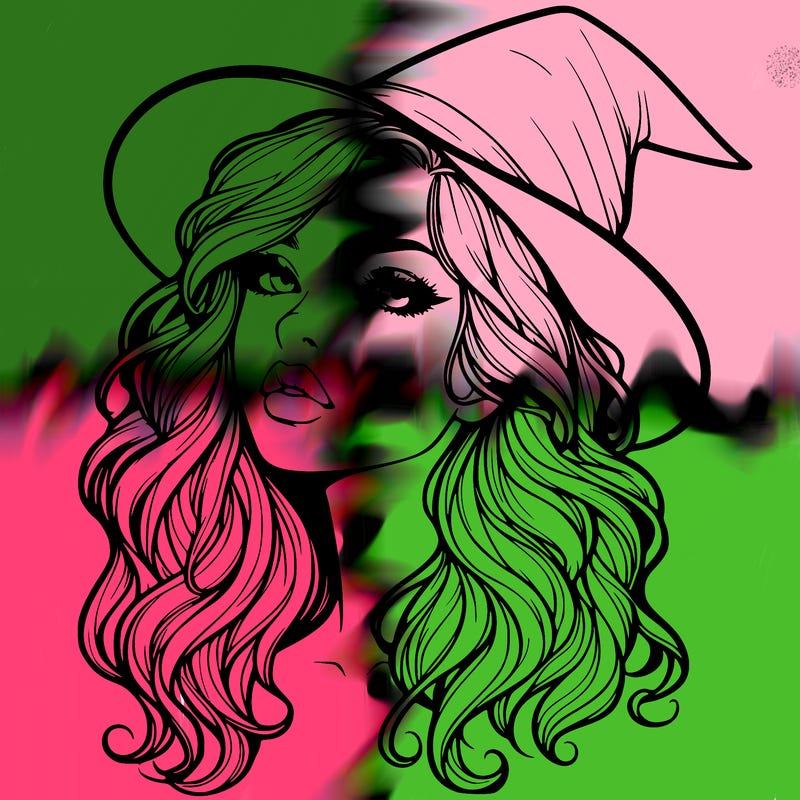 realistic witch girl with wavy hair and lips