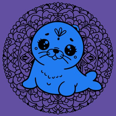 a cute baby seal mandala