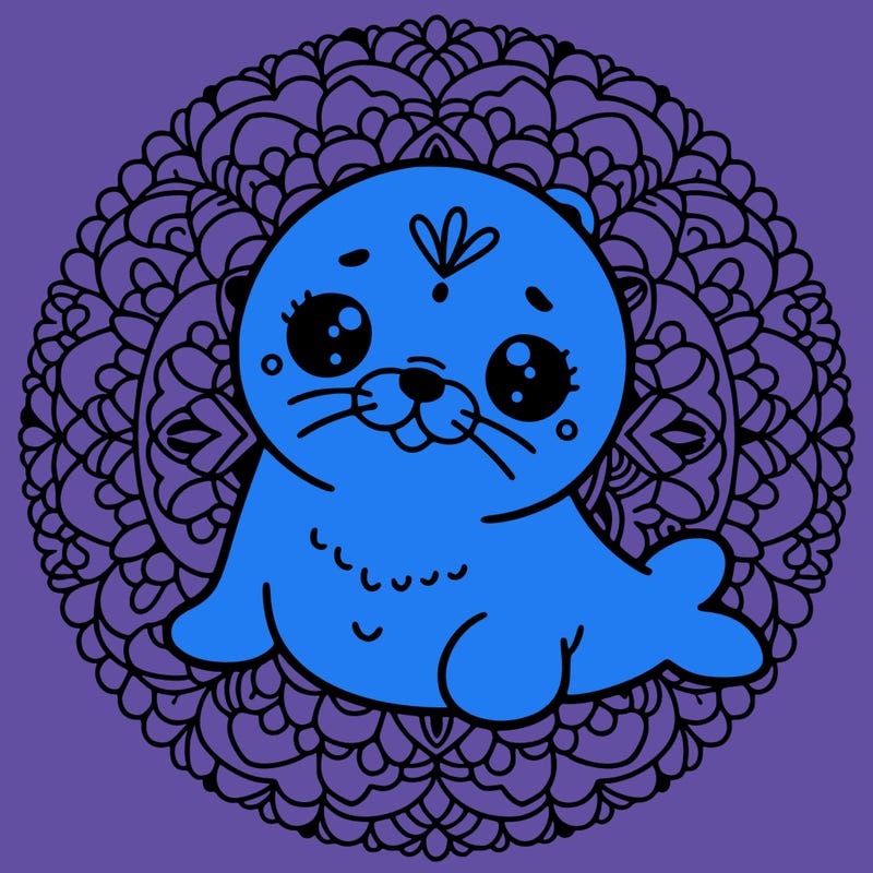 a cute baby seal mandala