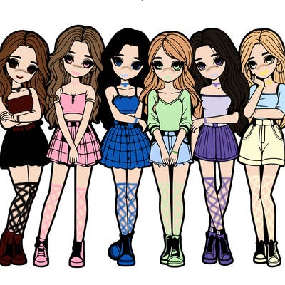 a group of girls realistic