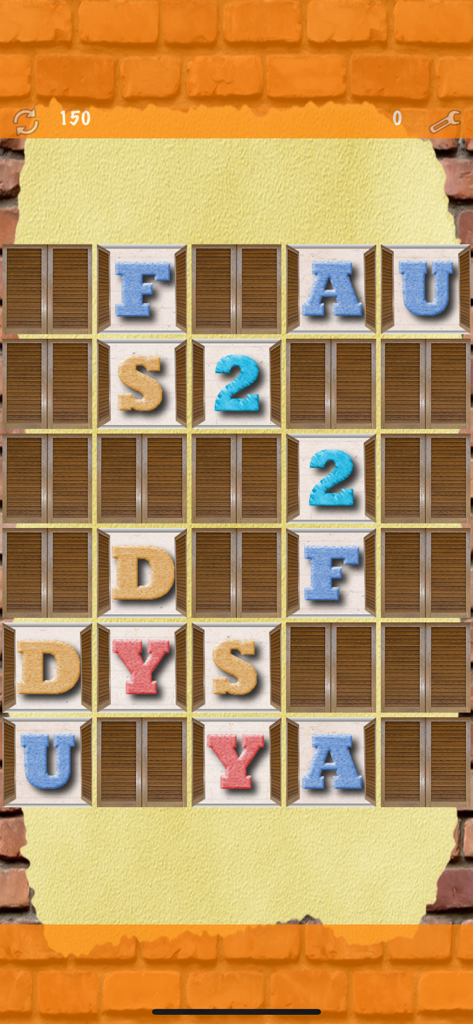 Pairs (Oh no! Another one!) - Alphabet memory matching game with colorful letters and wooden shutters