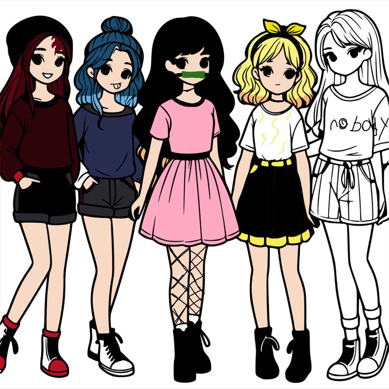 a group of five girls