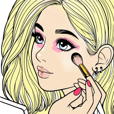 a realistic girl doing her makeup