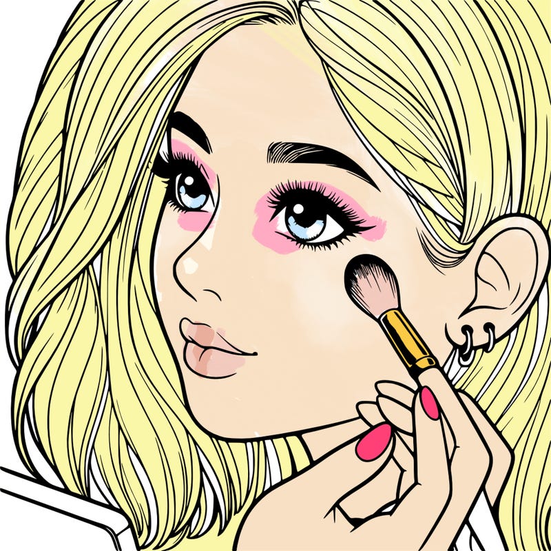 a realistic girl doing her makeup