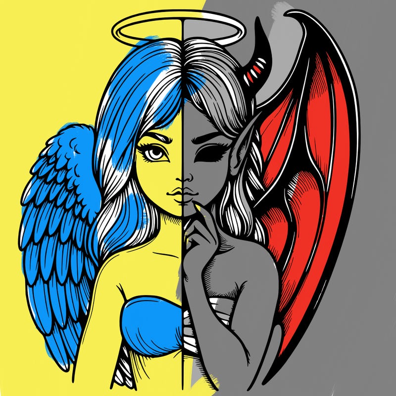 realistic angel half demon