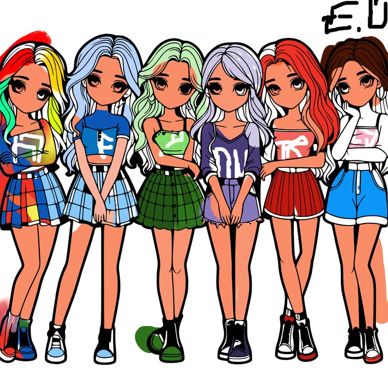 a group of girls realistic