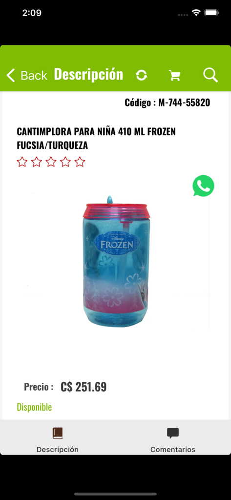Librería Jardín - Disney Frozen water bottle for girls in the Libreria Jardin app