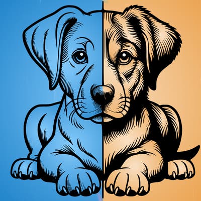 realistic dog split picture