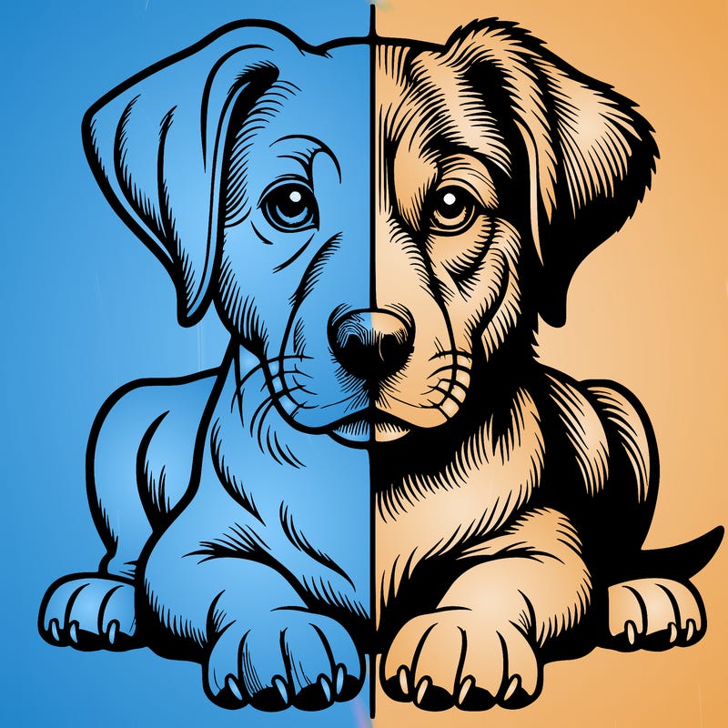 realistic dog split picture