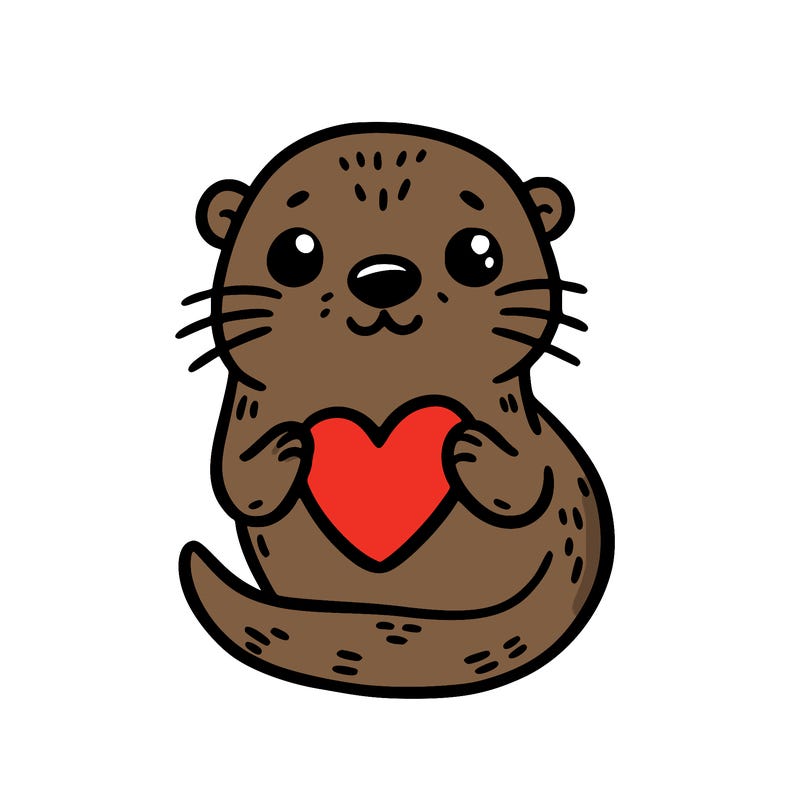 otter with a heart