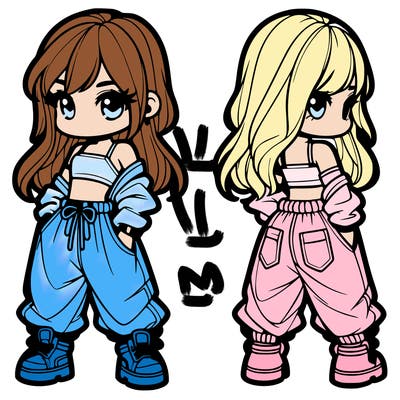 girl in crop top and baggy pants