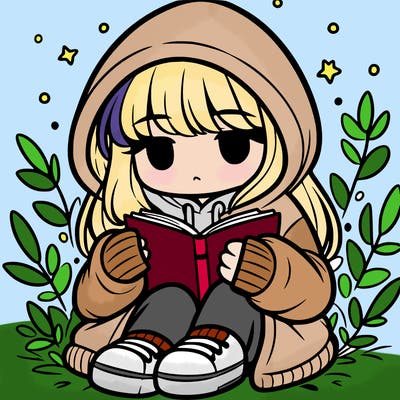 girl in oversized hoodie reading a book