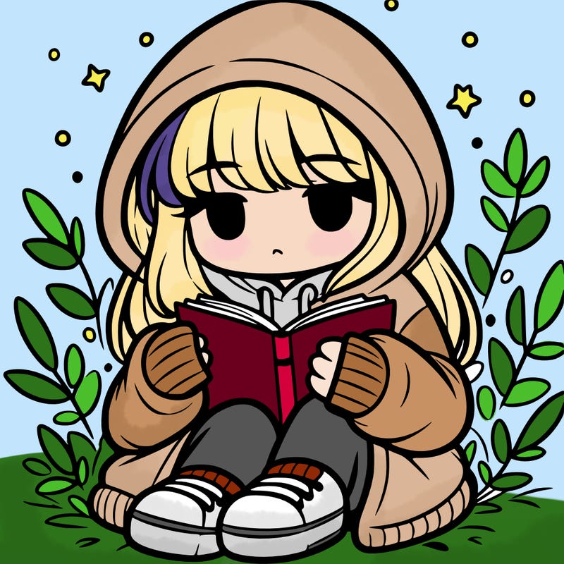 girl in oversized hoodie reading a book