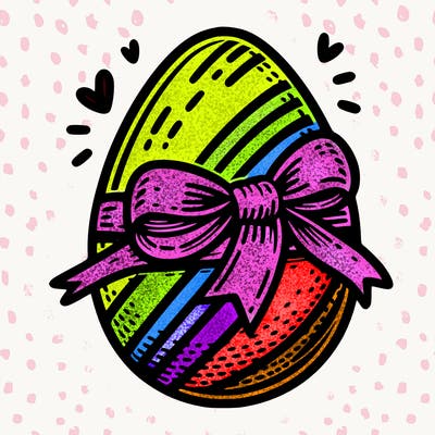 large chocolate egg with ribbon