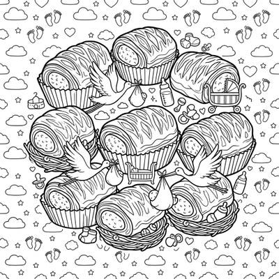 Get ready to celebrate a new arrival with this delightful coloring page featuring whimsical sausage rolls adorned with charming baby shower elements. It’s a uniquely sweet way to express your creativity and share in the joy of welcoming a new baby.