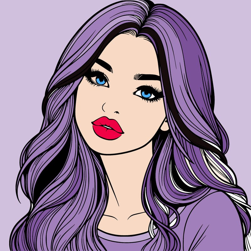 realistic girl with hair on her hair and lips