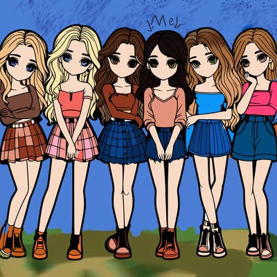 a group of girls realistic