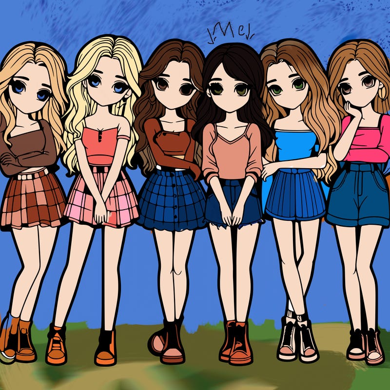 a group of girls realistic