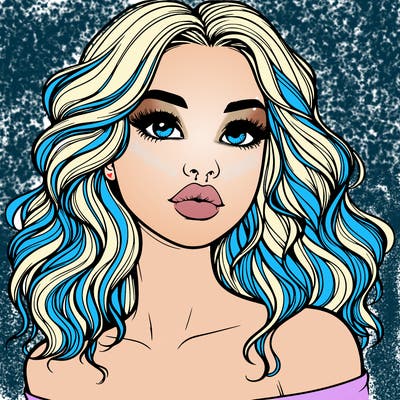 realistic girl with wavy hair and lips