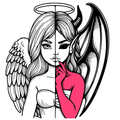 realistic angel half demon