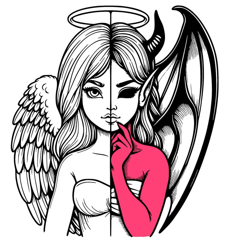 realistic angel half demon