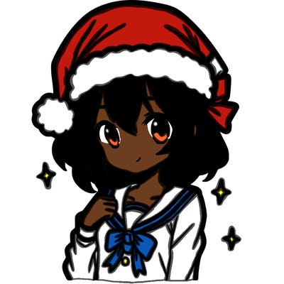 anime girl wearing a santa hat