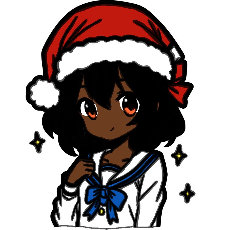 anime girl wearing a santa hat