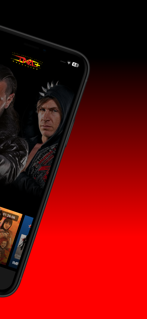 The TNA Plus wrestling streaming app interface displayed on a smartphone