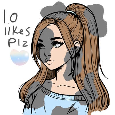 realistic girl with a high ponytail