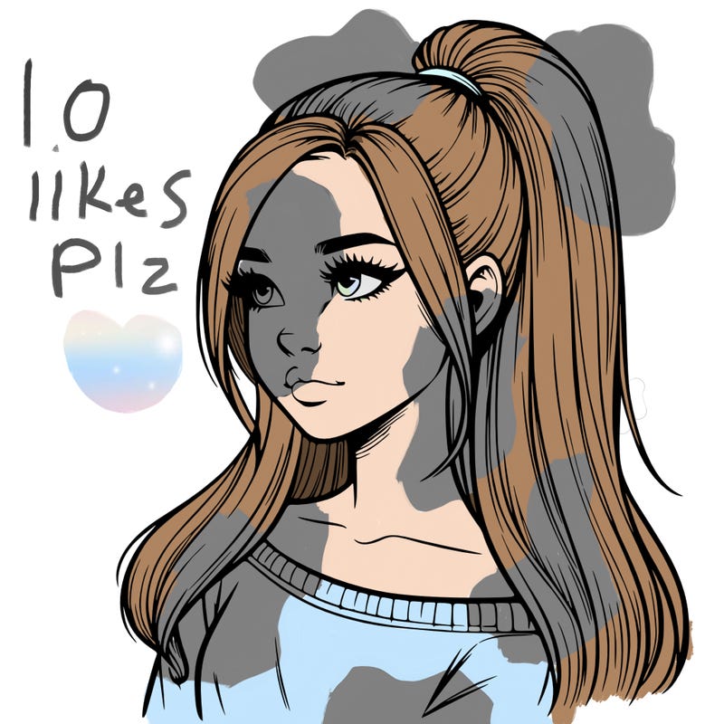 realistic girl with a high ponytail