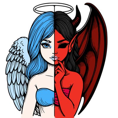 realistic angel half demon