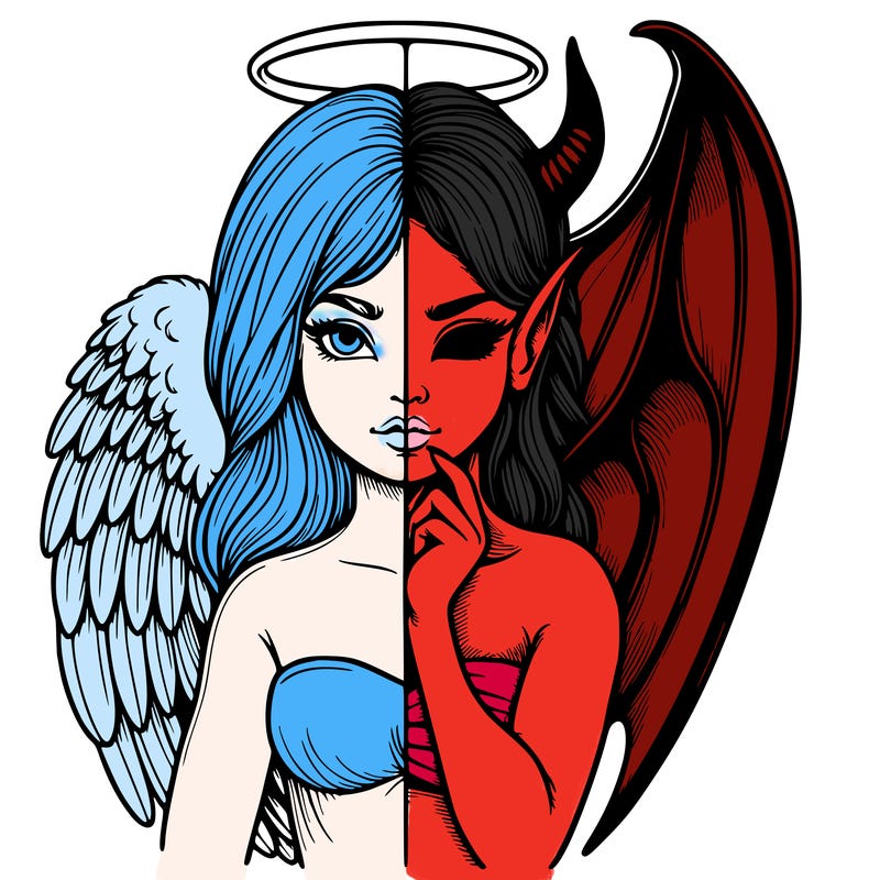 realistic angel half demon