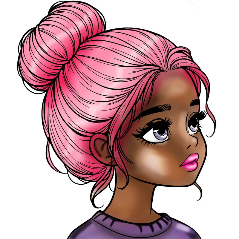 realistic girl with bun