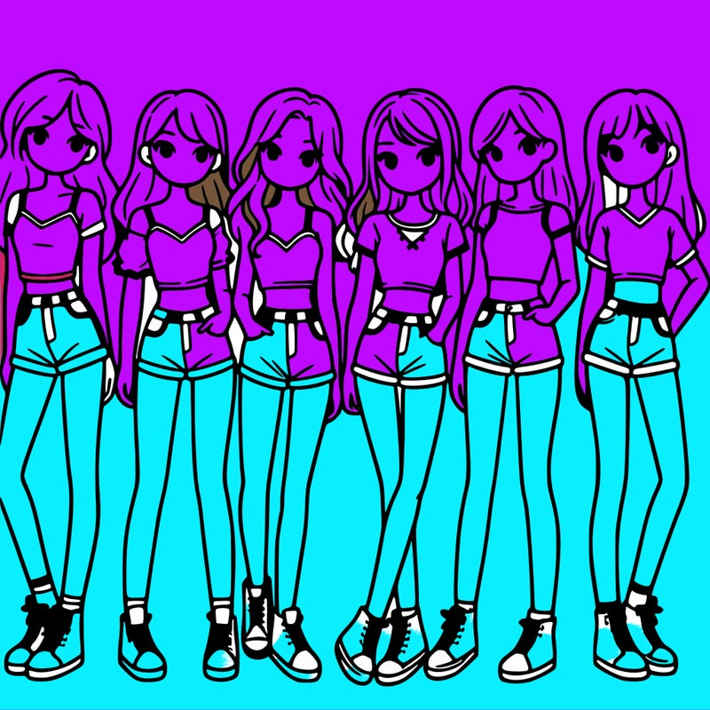 a group of girls wearing crop tops and shorts