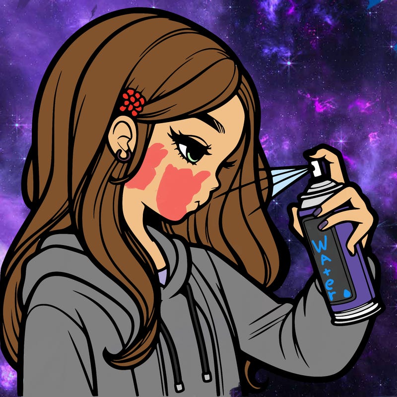 a realistic girl spray painting