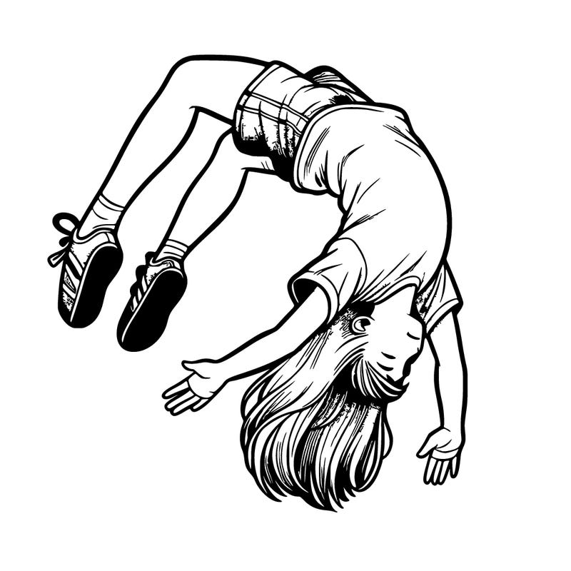 realistic girl doing a backflip