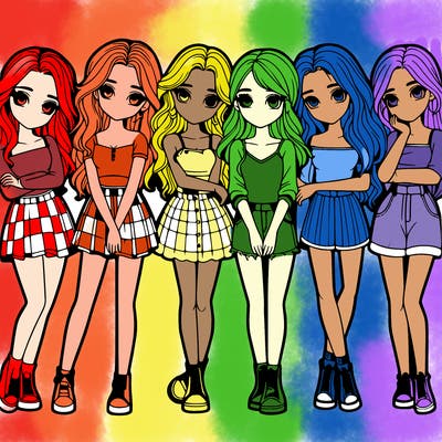 a group of girls realistic