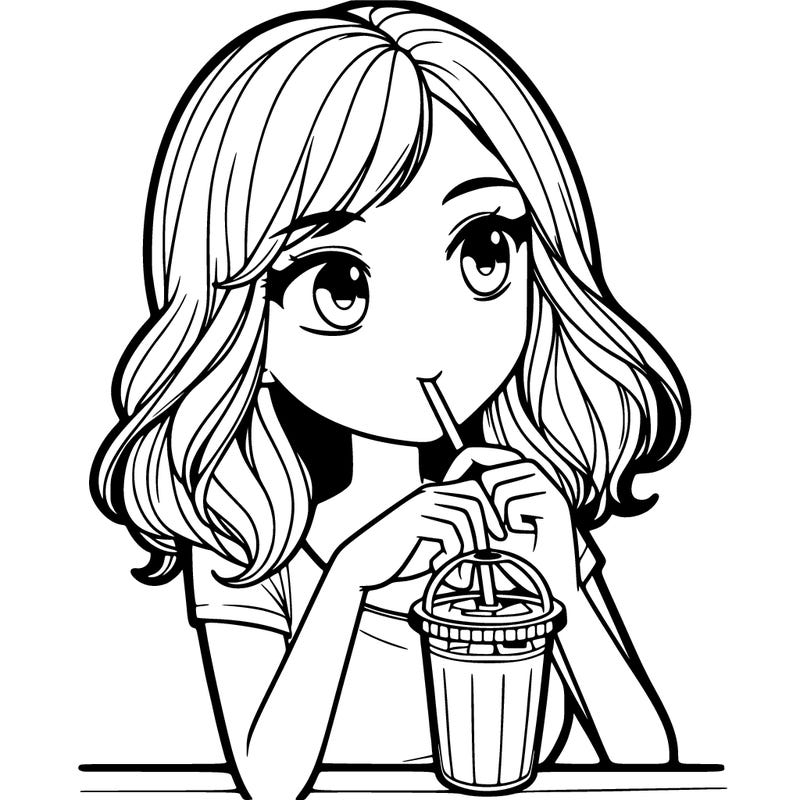 a woman drinking iced coffee