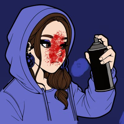 a realistic girl, spray painting