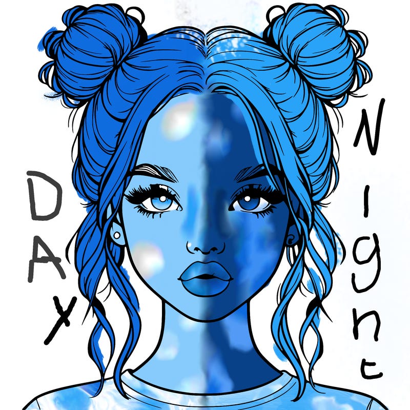 realistic girl with two buns in hair and lips