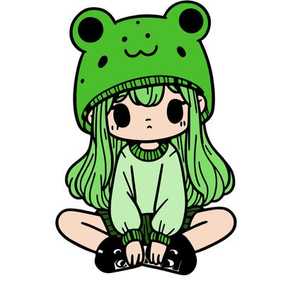 a girl wearing a frog hat and some frog socks
