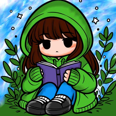 girl in oversized hoodie reading a book