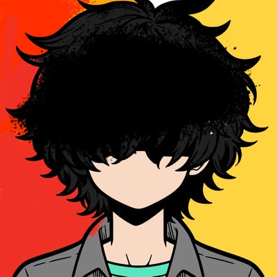 manga boy fluffy hair covering his eyes