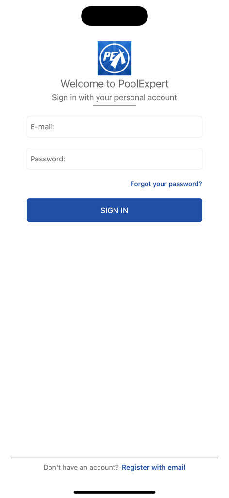 PoolExpert fantasy hockey app login screen