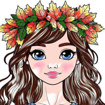 realistic girl with fall leaf crown