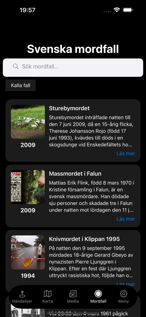 Blåljus  – True Crime Podcasts - List of Swedish murder cases in the Blaljus true crime app